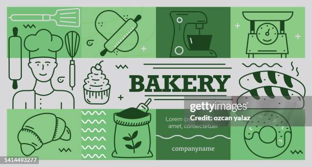 bakery related vector design concept. - artisan bread stock illustrations