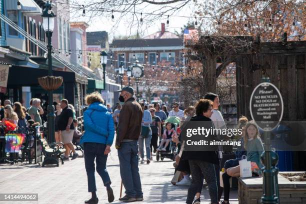 crowd in downtown cape may - cape may new jersey stock pictures, royalty-free photos & images