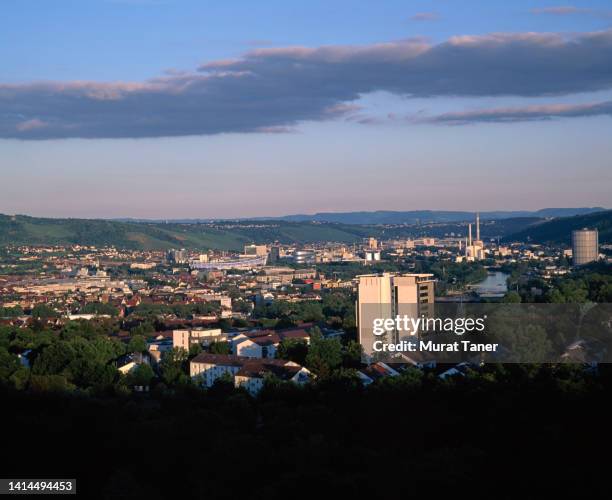 skyline view of stuttgart at sunset - stuttgart skyline stock pictures, royalty-free photos & images