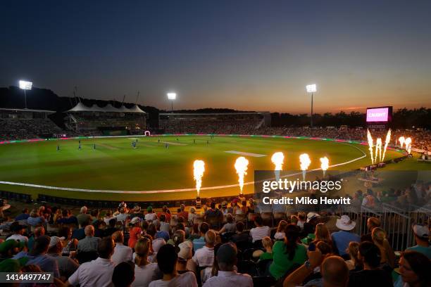 General view during the Hundred match between Southern Brave Men and London Spirit Men at The Ageas Bowl on August 12, 2022 in Southampton, England.