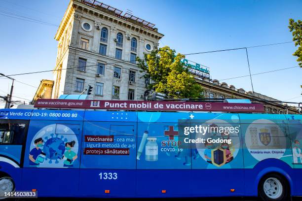 Covid-19 vaccination bus in Chisinau, Moldova.