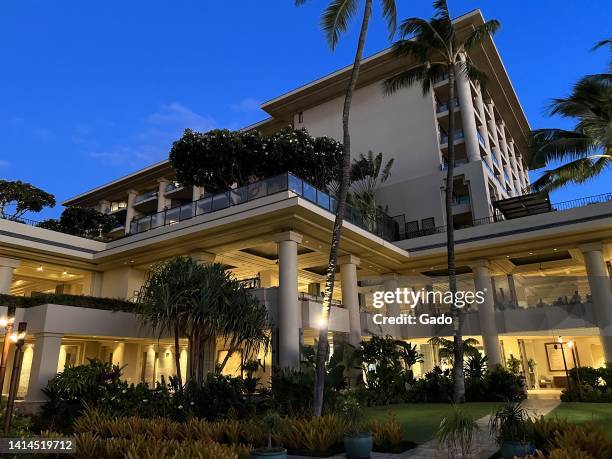 Night view of facade at the Four Seasons Resort Maui at Wailea, a luxury hotel in Kihei, Hawaii on the island of Maui, July 27, 2022. Photo courtesy...