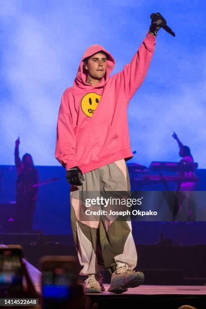 Justin Bieber performs on day three of Sziget Festival 2022 on Óbudai-sziget Island on August 12, 2022 in Budapest, Hungary.