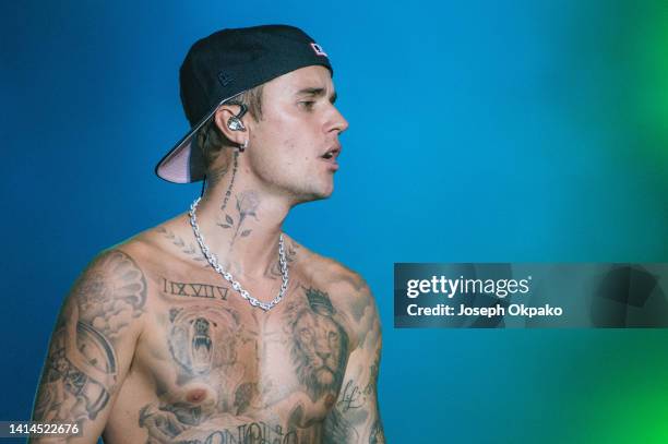 Justin Bieber performs on day three of Sziget Festival 2022 on Óbudai-sziget Island on August 12, 2022 in Budapest, Hungary.