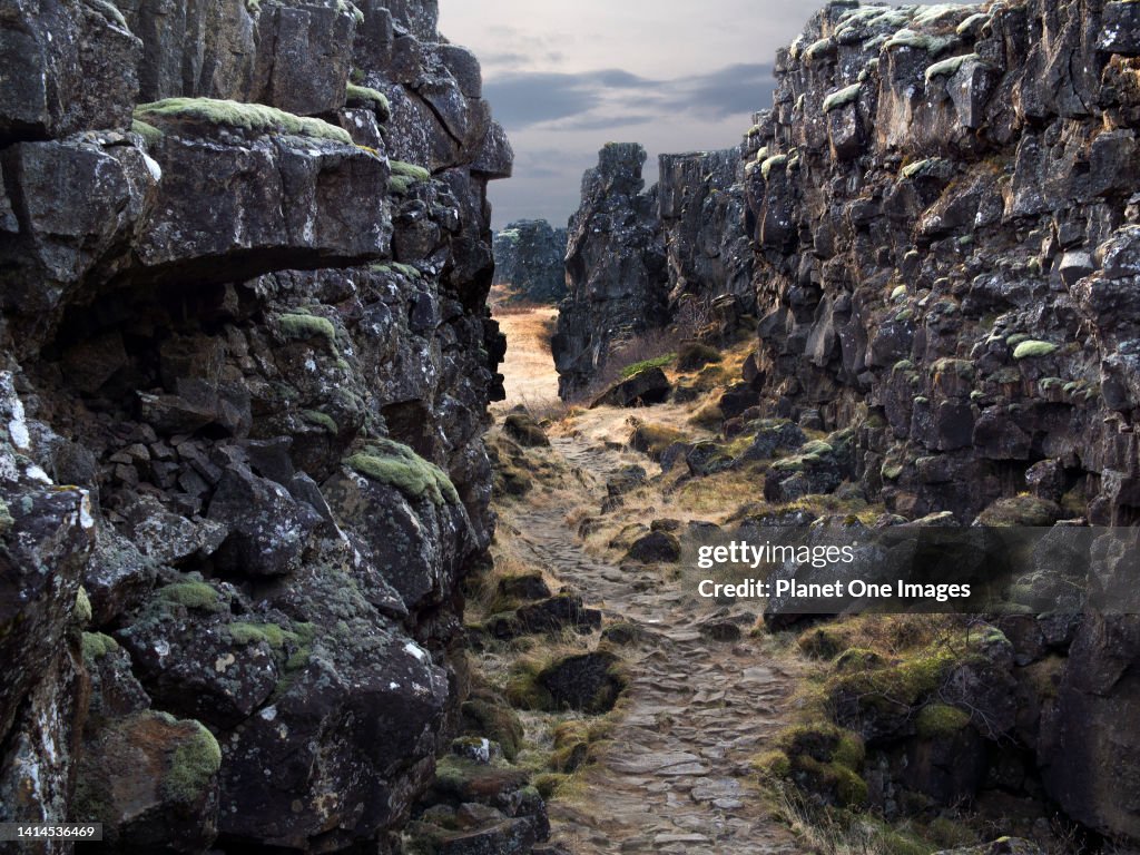 Tectonic plates collide in Pingvellir, Iceland