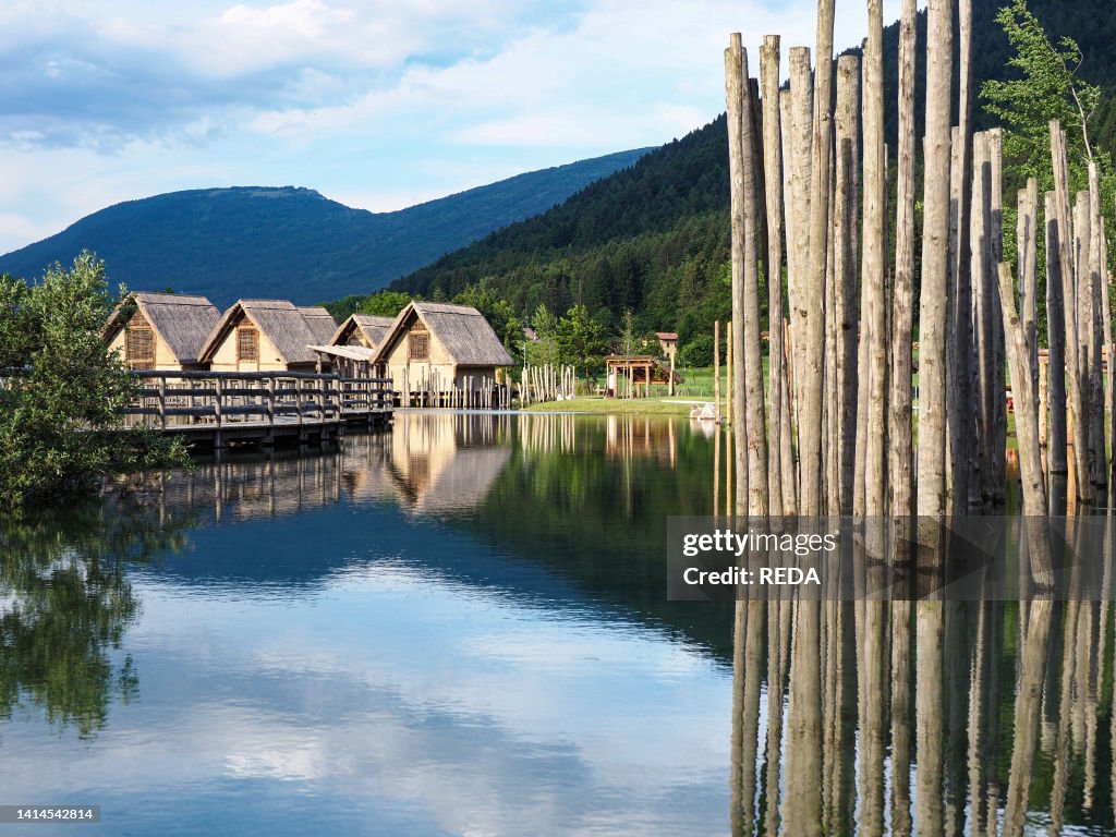 The museum and the prehistoric stilt village of Fiavè, Comano Valley, Trentino, Italy, Europe