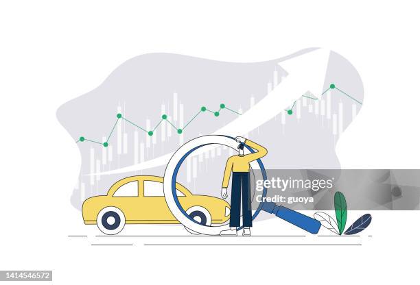 ilustrações, clipart, desenhos animados e ícones de as ações do setor automobilístico subiram. - excise