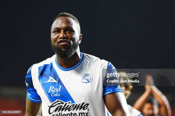 Jozy Altidore of Puebla gestures during the 8th round match between Tijuana and Puebla as part of the Torneo Apertura 2022 Liga MX at Caliente...