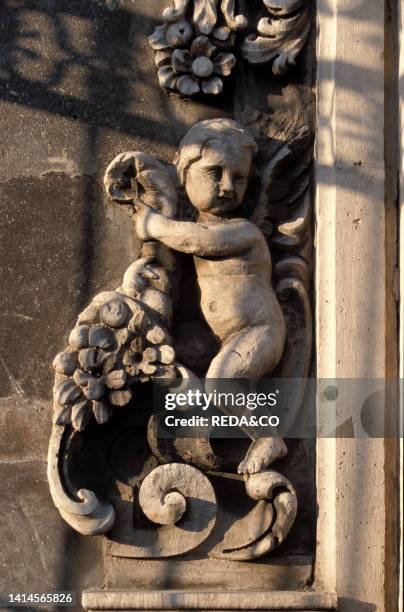 Detail of decoration of Palazzo Biscari, Catania, The baroque in Sicily, Italy.