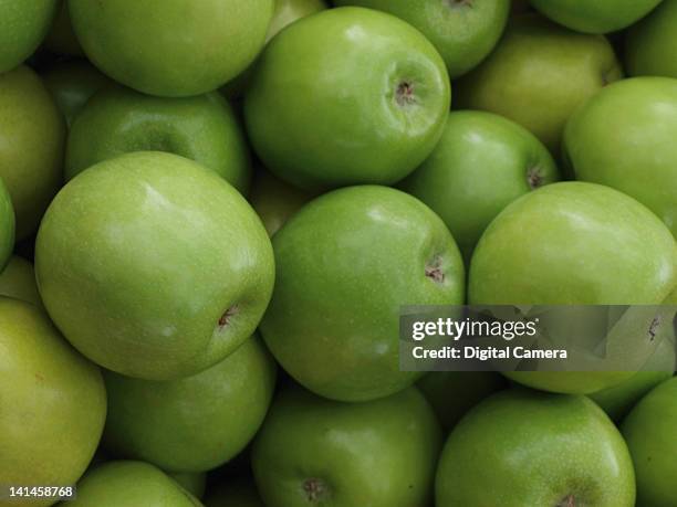 Close-up detail of Granny Smith apples, taken on May 14, 2009.