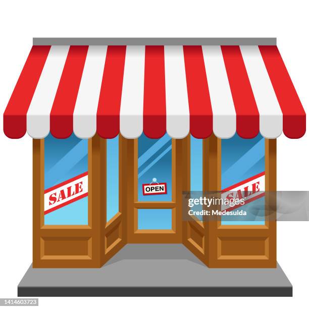 sale shop - tent sale stock illustrations