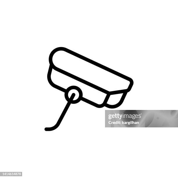 security camera editable stroke line icon - cctv office stock illustrations