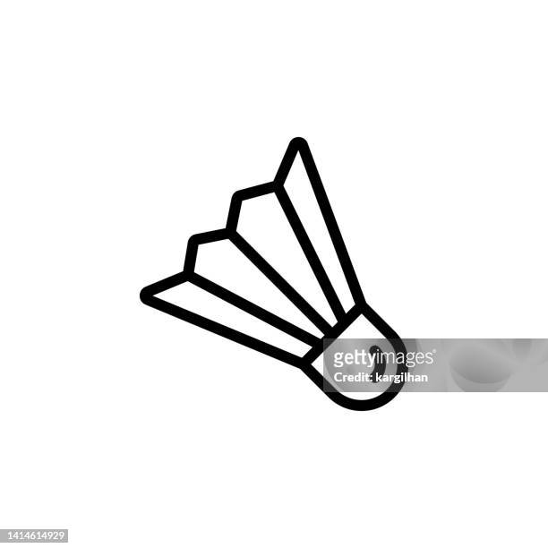 ilustrações, clipart, desenhos animados e ícones de ícone da linha de traçado editável de badminton - shuttlecock