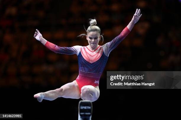 Alice Kinsella of Great Britain competes on the balance beam in the Women's Team Final during the Artistic Gymnastics competition on day 3 of the...