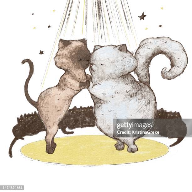 cute cats dancing tango - emotional support animal stock illustrations