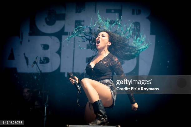 Carla Harvey of Butcher Babies performs during Alcatraz Metal Fest on August 13, 2022 in Kortrijk, Belgium.