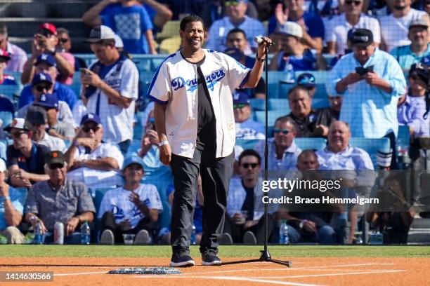 Actor Denzel Washington leads a tribute to Jackie Robinson prior to the 92nd MLB All-Star Game presented by Mastercard at Dodger Stadium on Tuesday,...