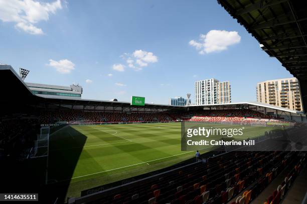 General view inside the stadium prior to the Premier League match between Brentford FC and Manchester United at Brentford Community Stadium on August...