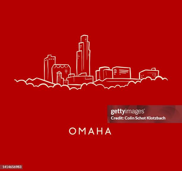 omaha skyline sketch - omaha nebraska stock illustrations
