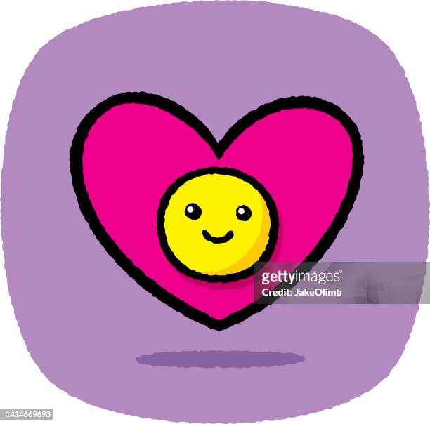 heart smiley face doodle 8 - smiley face emoticon stock illustrations