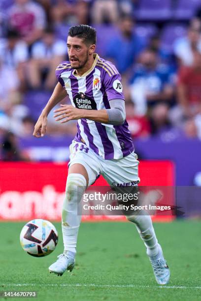 Sergio Escudero of Real Valladolid runs with the ball during the LaLiga Santander match between Real Valladolid CF and Villarreal CF at Estadio...