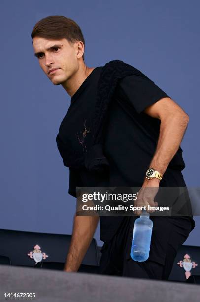 Denis Suarez of RC Celta arrives at the stands prior to the LaLiga Santander match between RC Celta and RCD Espanyol at Estadio Balaidos on August...