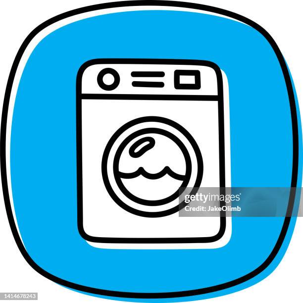 washing machine doodle 2 - laundry room stock illustrations