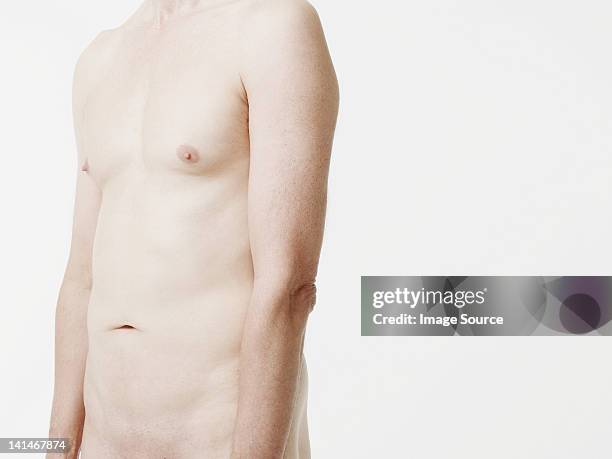 nude man, mid section - pezón fotografías e imágenes de stock