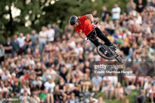 Anthony Jeanjean of France competes in Men's Park Final during the cycling BMX Freestyle competition on day 3 of the European Championships Munich...