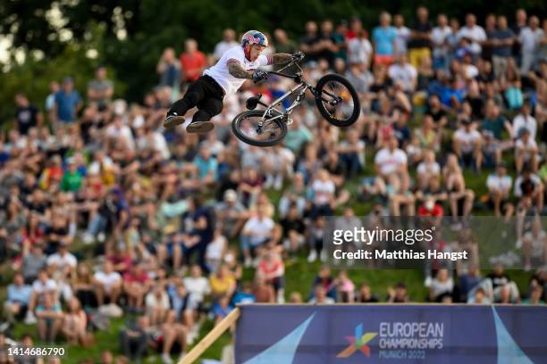 Kieran Reilly of Great Britain competes in Men's Park Final during the cycling BMX Freestyle competition on day 3 of the European Championships...