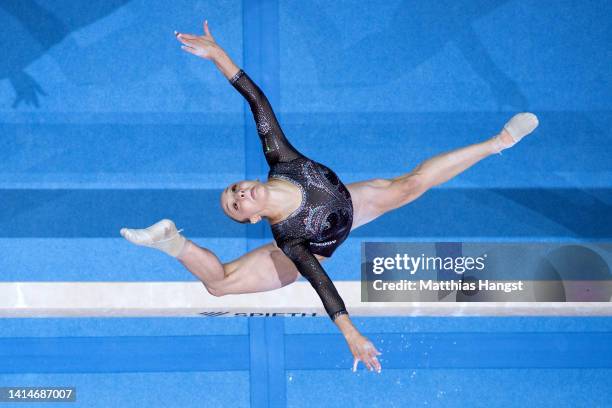 Martina Maggio of Italy competes on the balance beam in the Women's Team Final during the Artistic Gymnastics competition on day 3 of the European...