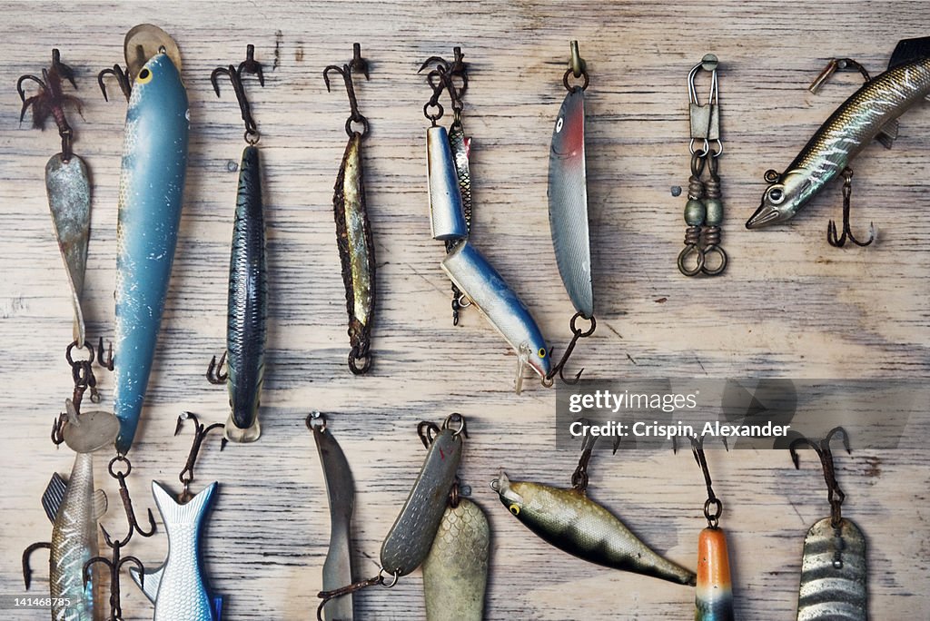 Trolling spoons on wall, studio shot