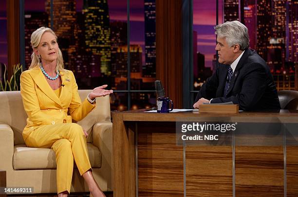 Cindy McCain -- Air Date -- Episode 3547 -- Pictured: Cindy McCain during an interview with host Jay Leno on April 30, 2008 -- Photo by: Paul...
