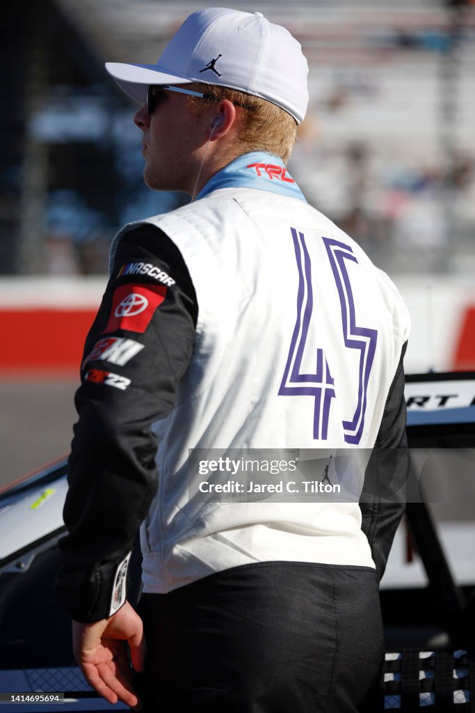 Ty Gibbs, driver of the Jordan Brand Toyota, waits on the grid during ...