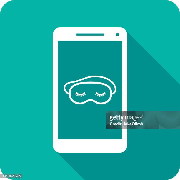 sleeping mask smartphone icon silhouette 1 - eye mask stock illustrations