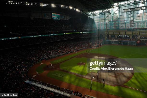 General stadium view during the game between the Houston Astros and the Oakland Athletics at Minute Maid Park on August 13, 2022 in Houston, Texas.