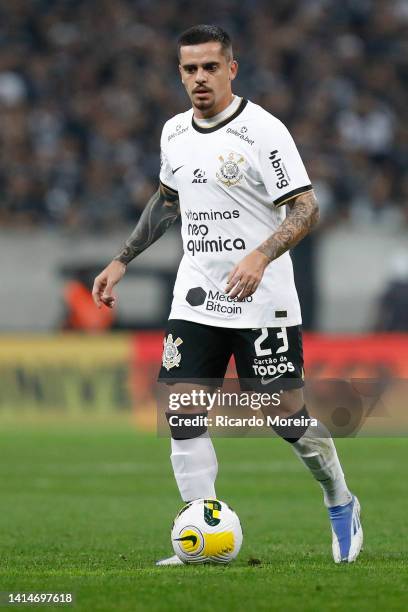 Fagner of Corinthians in action during the match between Corinthians and Palmeiras as part of Brasileirao Series A 2022 at Neo Quimica Arena on...