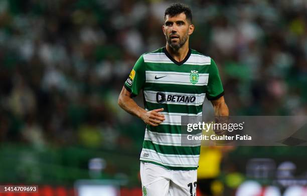 Luis Neto of Sporting CP during the Liga Bwin match between Sporting CP and Rio Ave FC at Estadio Jose Alvalade on August 13, 2022 in Lisbon,...