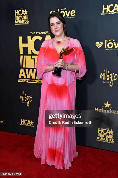 Melanie Lynskey poses in the press room during The 2nd Annual HCA TV Awards: Broadcast & Cable at The Beverly Hilton on August 13, 2022 in Beverly...