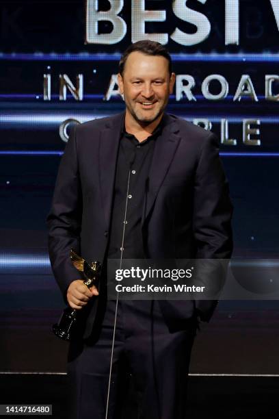 Dan Fogelman accepts the award for Best Writing in a Broadcast Network or Cable Series, Drama onstage during The 2nd Annual HCA TV Awards: Broadcast...