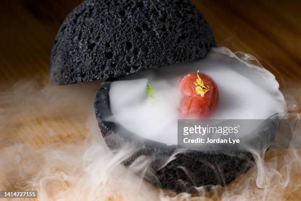 nigiri-sushi with tuna - dry ice food stock pictures, royalty-free photos & images