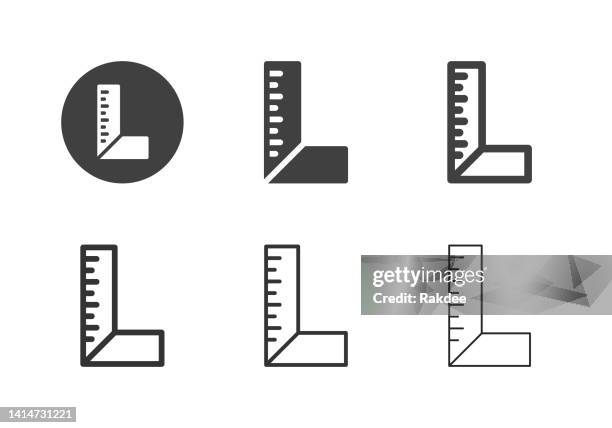 90 degree square ruler icons - multi series - right angle stock illustrations