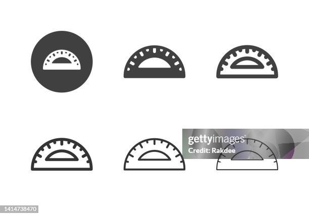 semi circle ruler icons - multi series - inch icon stock illustrations