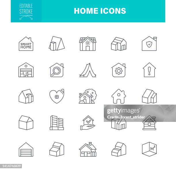 home icons editable stroke - farm family stock illustrations