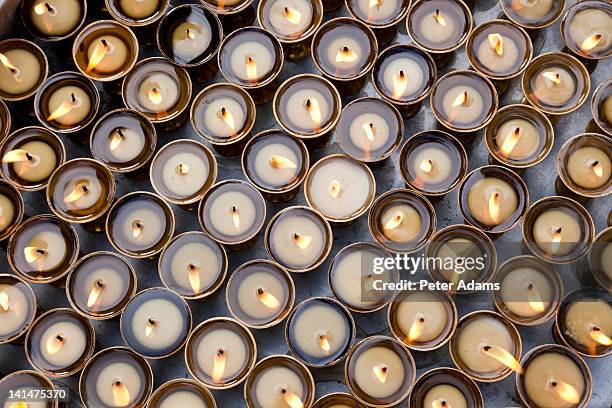 candles, swayambhunath buddhist temple, kathmandu - candle overhead stock-fotos und bilder