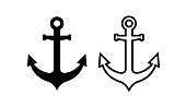 Anchor icon. Marine symbol. Ship or port designations.