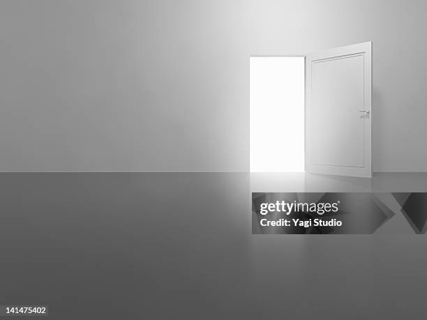 ilustrações, clipart, desenhos animados e ícones de an open white door,cg - entrance