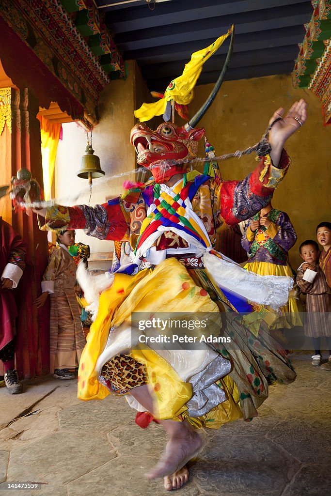 Masked Dancer, Festival, Gangtey Monastery, Bhutan