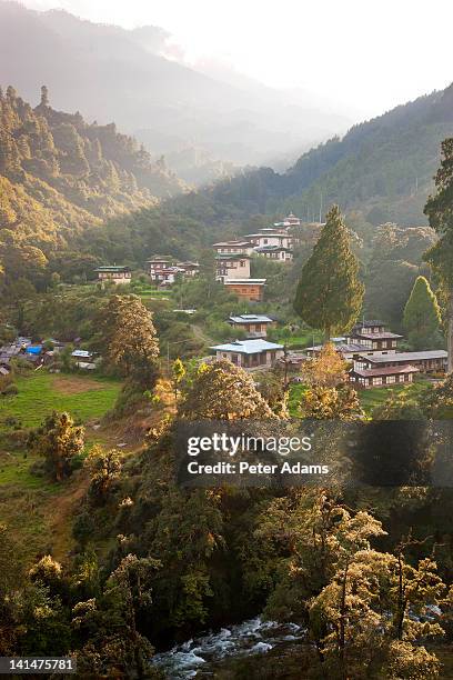 chendebje village nr gangtey, bhutan - bhutan stock pictures, royalty-free photos & images