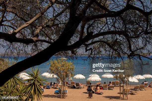 beach in spetses island - spetses stock pictures, royalty-free photos & images